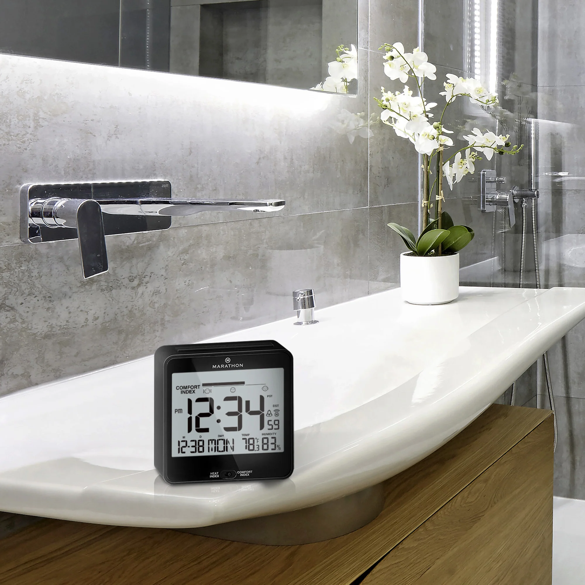 Self-Setting Desk Clock with Backlight, Heat & Comfort Index - Image 9