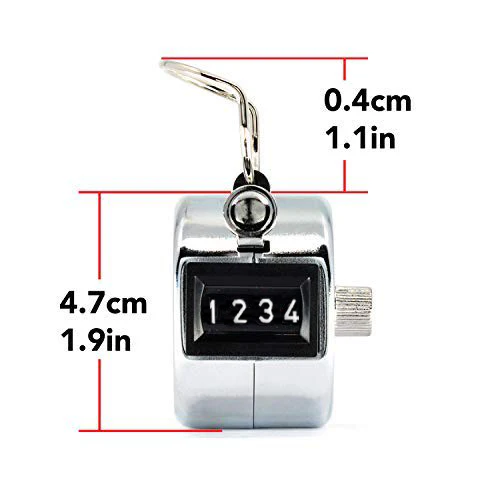 Chrome Handheld Tally Counter with Finger Ring - Image 6