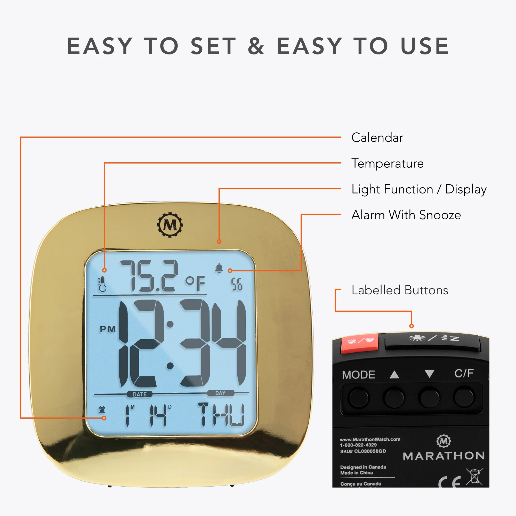 Clock, LCD, Alarm, Mini, gold color (25/50) - Image 6