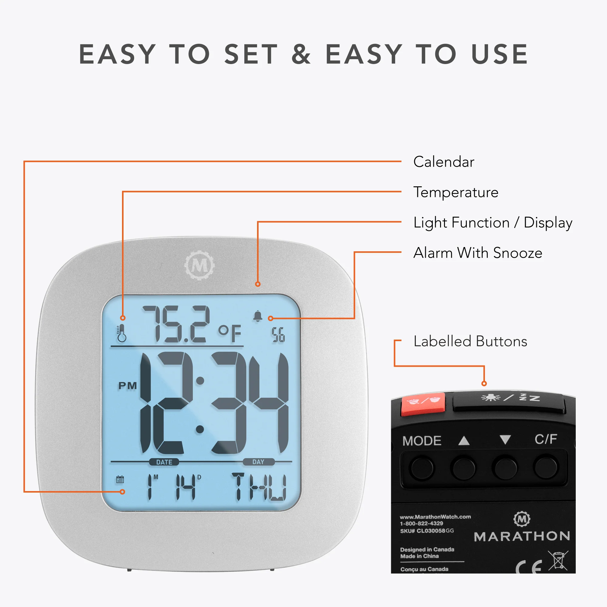 Clock, LCD, Alarm, Mini, Graphite Grey (25/50) - Image 6
