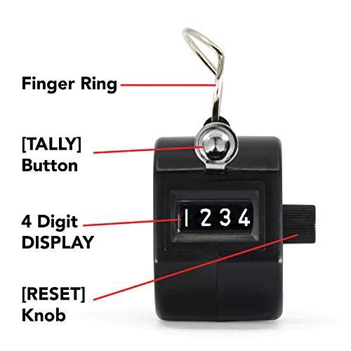 Black Handheld Tally Counter with Finger Ring - Image 4