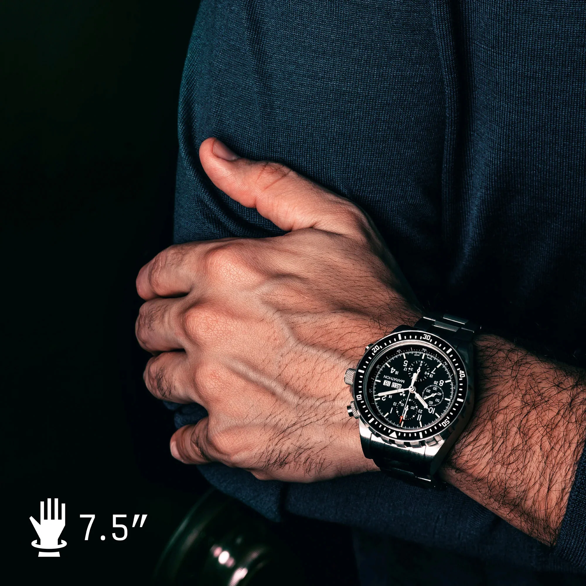 46mm Jumbo Diver/Pilot's Automatic Chronograph (CSAR) with Stainless Steel Bracelet - Image 8