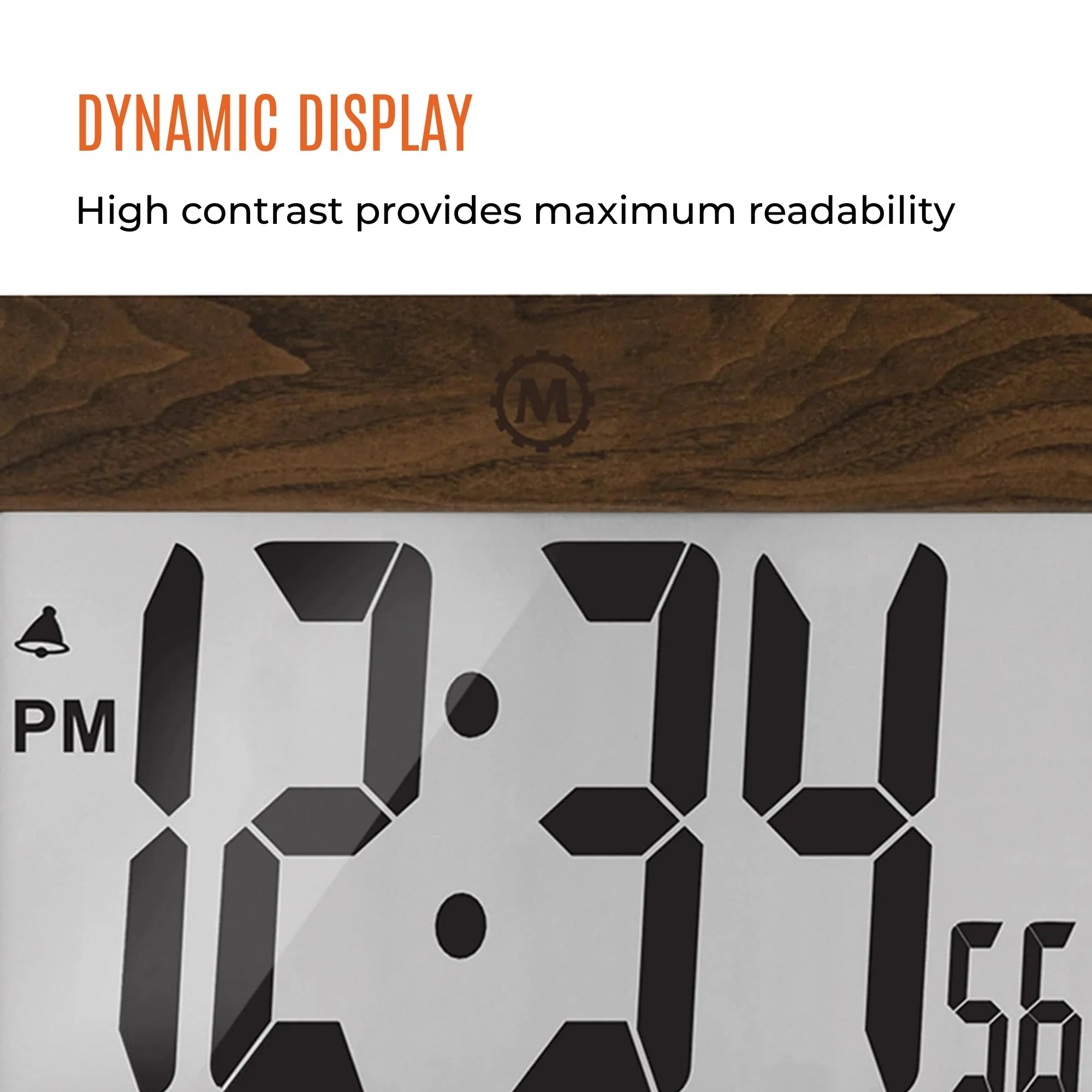 Clock, Large LCD display, Teak wood color (5/10) - Image 4