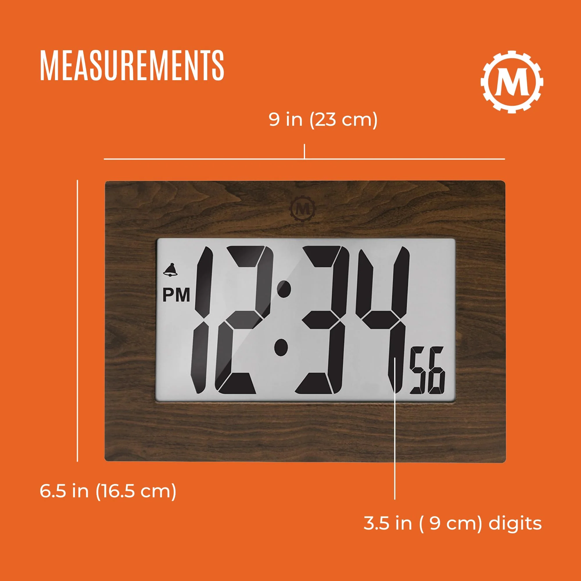 Clock, Large LCD display, Teak wood color (5/10) - Image 5