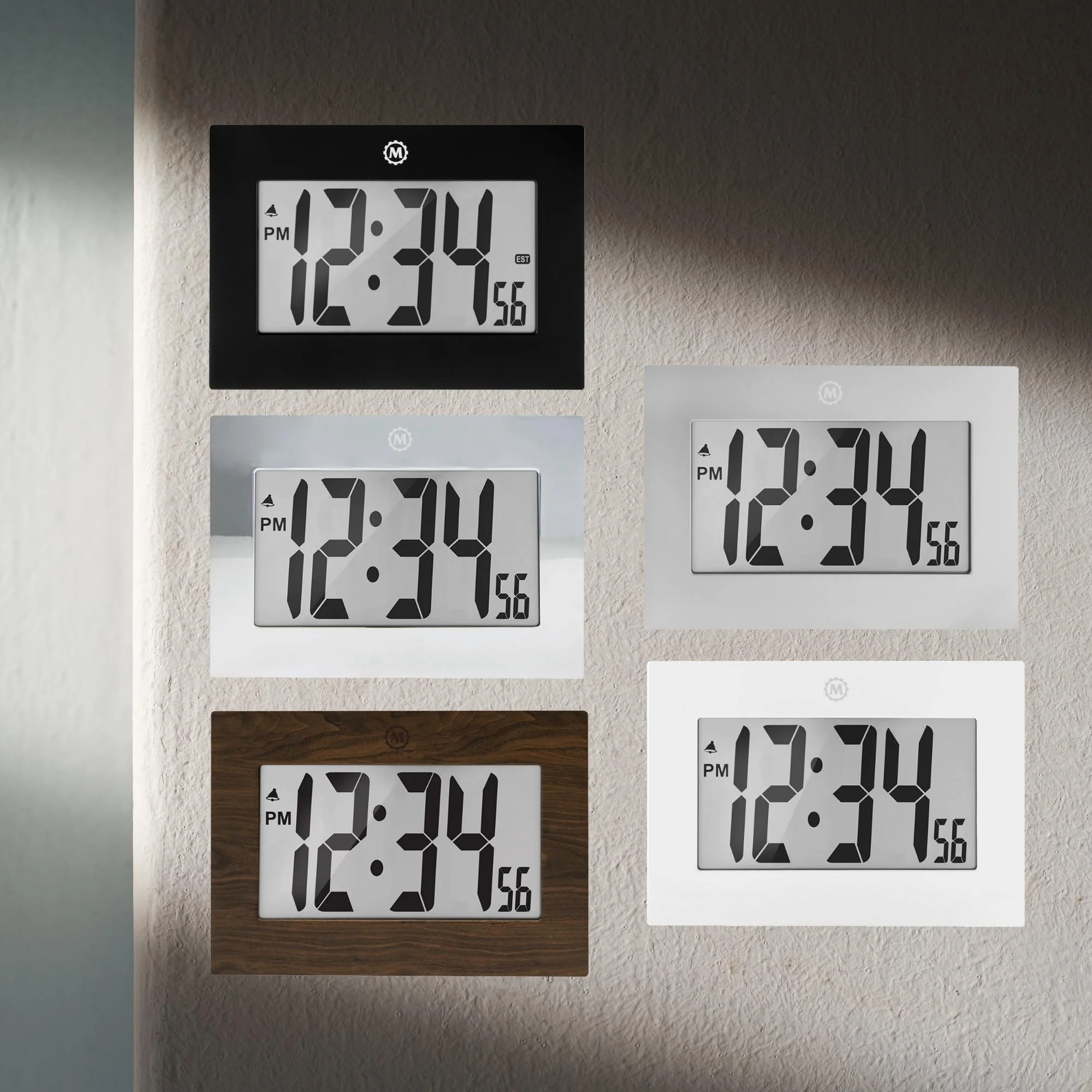 Clock, Large LCD display, Teak wood color (5/10) - Image 7
