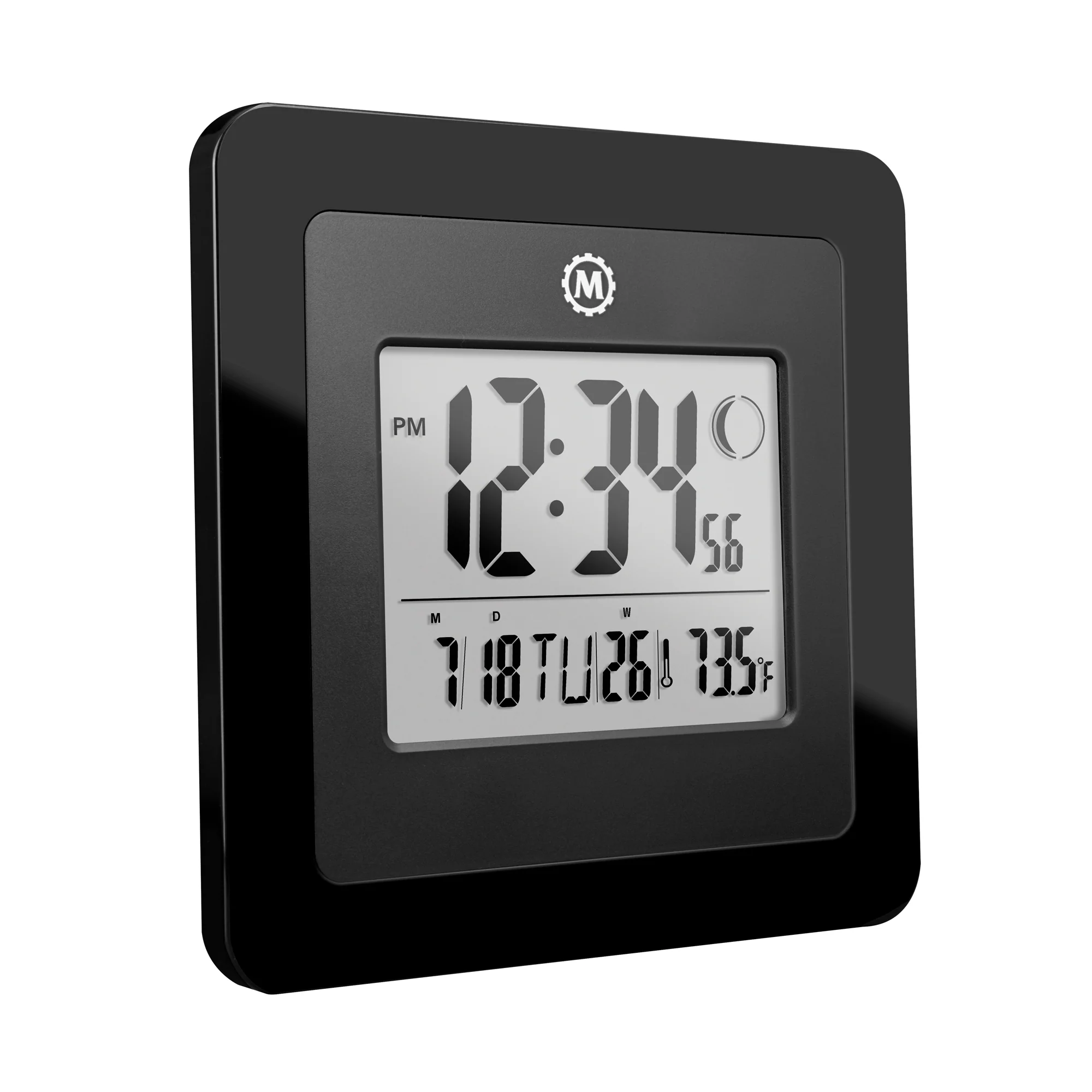 Marathon BASICS Digital Wall Clock with Moon Phase - Black - Image 3
