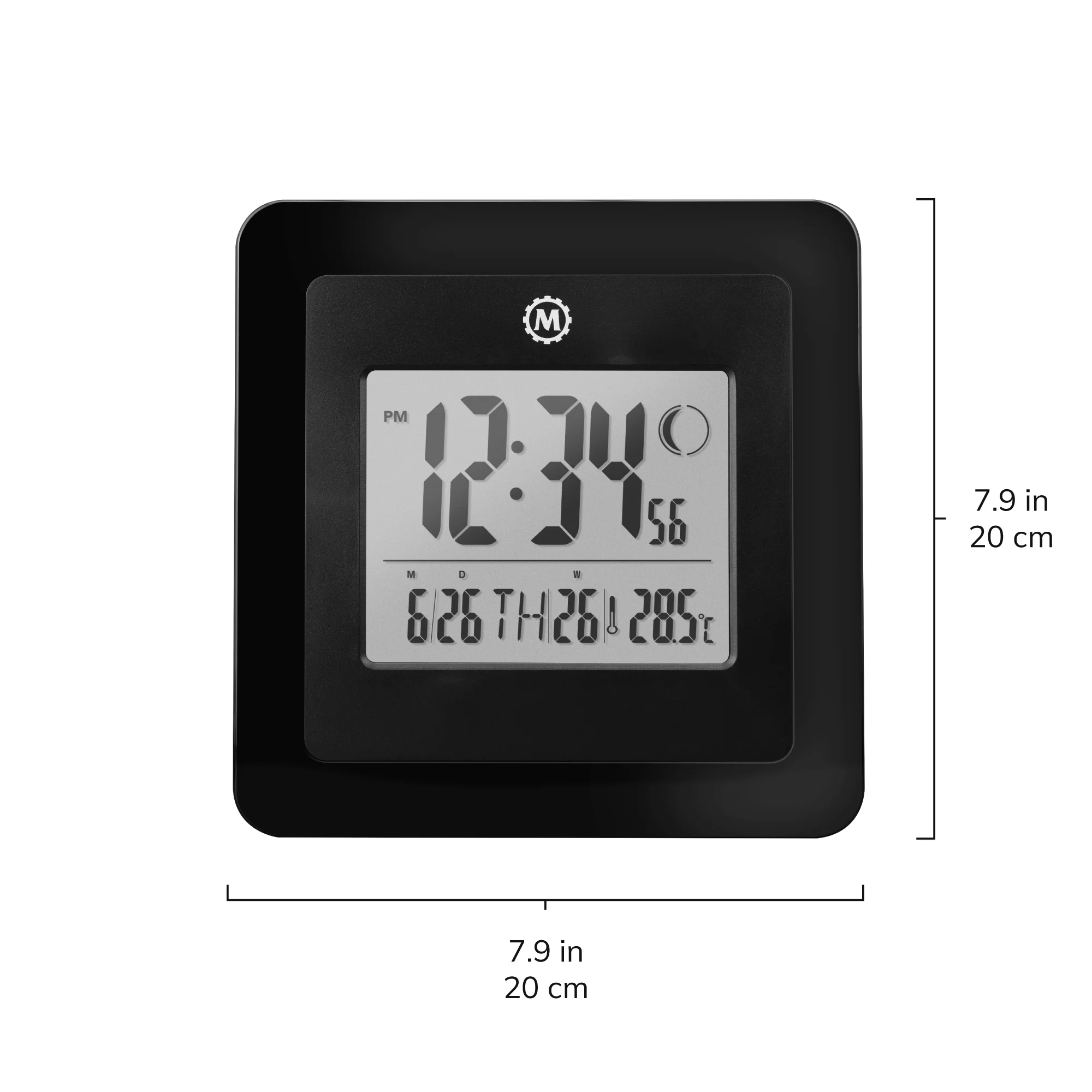 Marathon BASICS Digital Wall Clock with Moon Phase - Black - Image 5