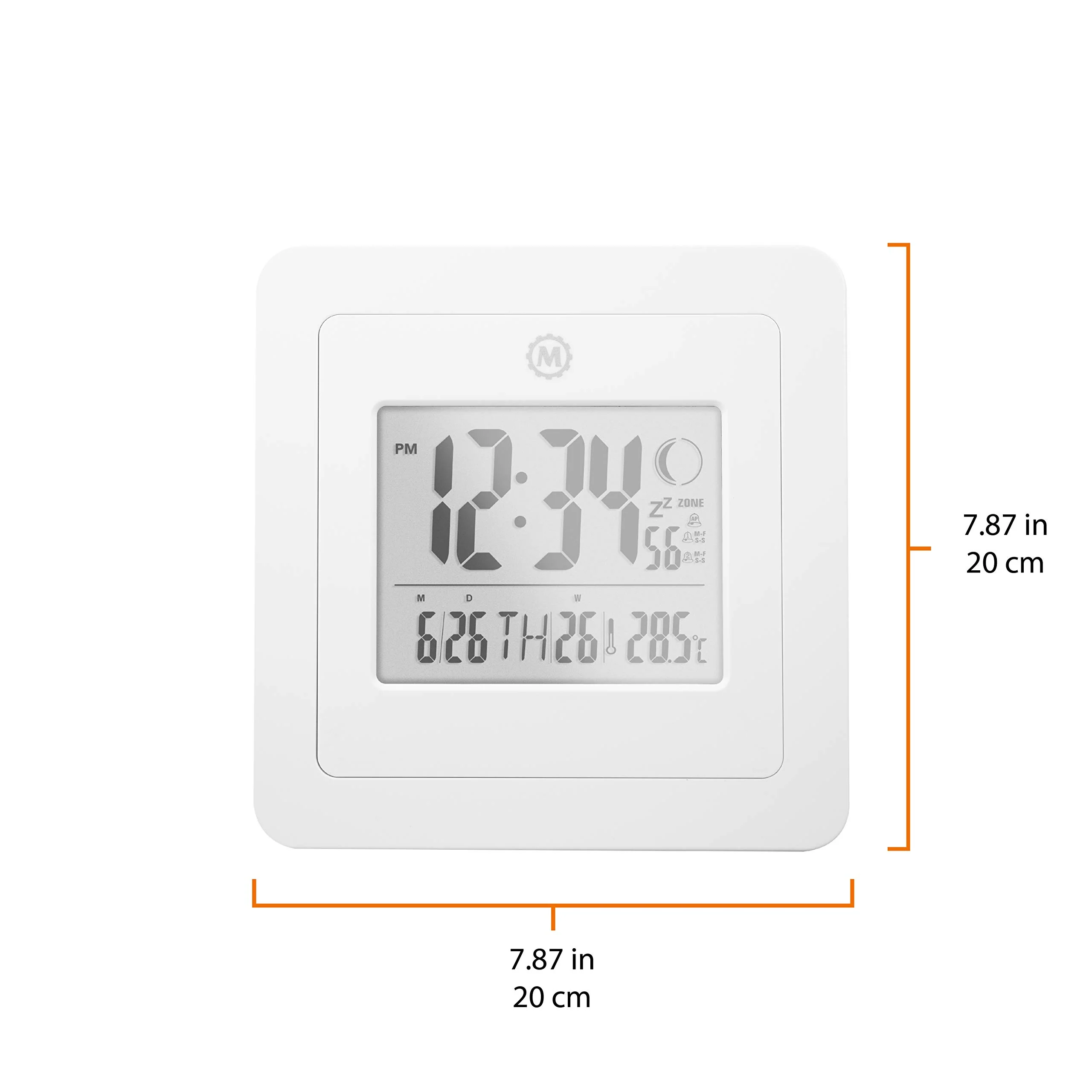 Marathon BASICS Digital Wall Clock with Moon Phase - White - Image 6