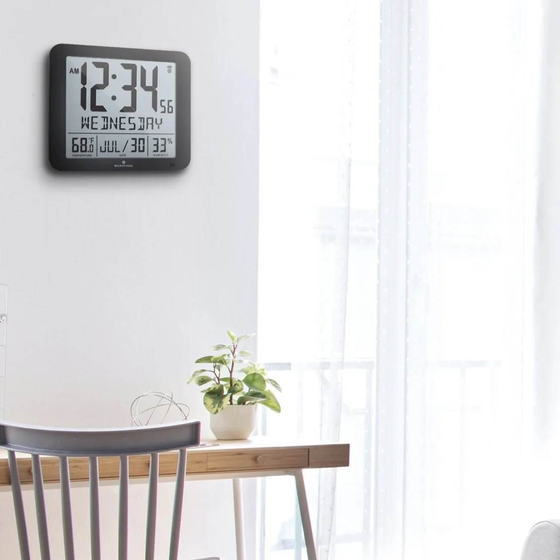 Slim Self-Setting Wall Clock with Full Calendar Display, Temperature & Humidity - Image 11