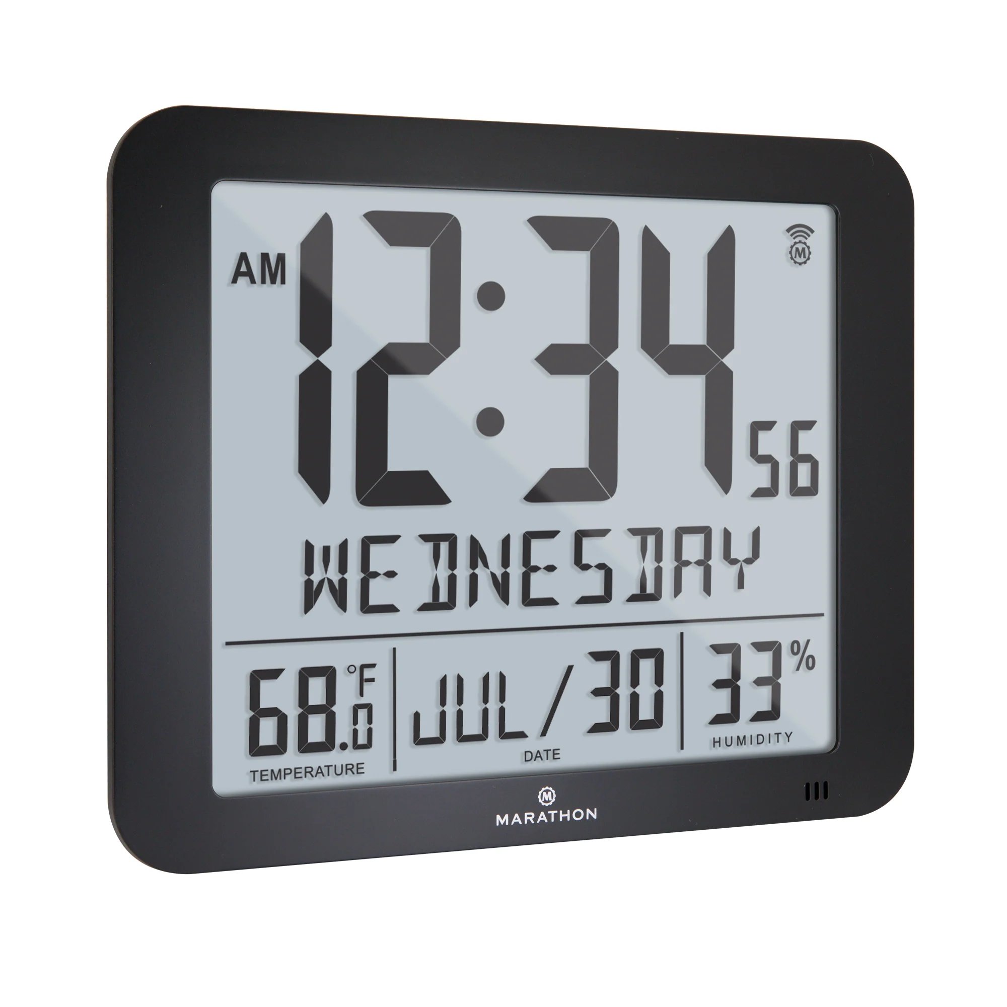 Slim Self-Setting Wall Clock with Full Calendar Display, Temperature & Humidity - Image 12