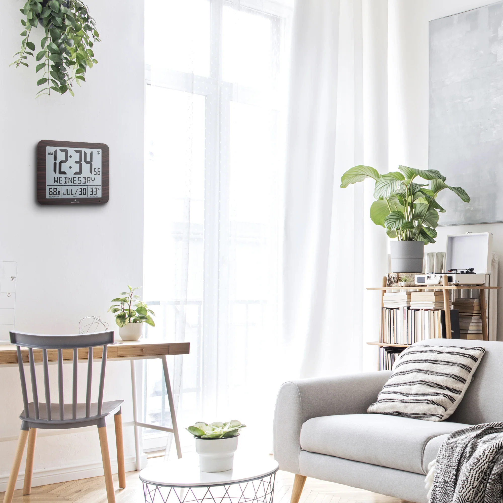 Slim Self-Setting Wall Clock with Full Calendar Display, Temperature & Humidity - Image 13