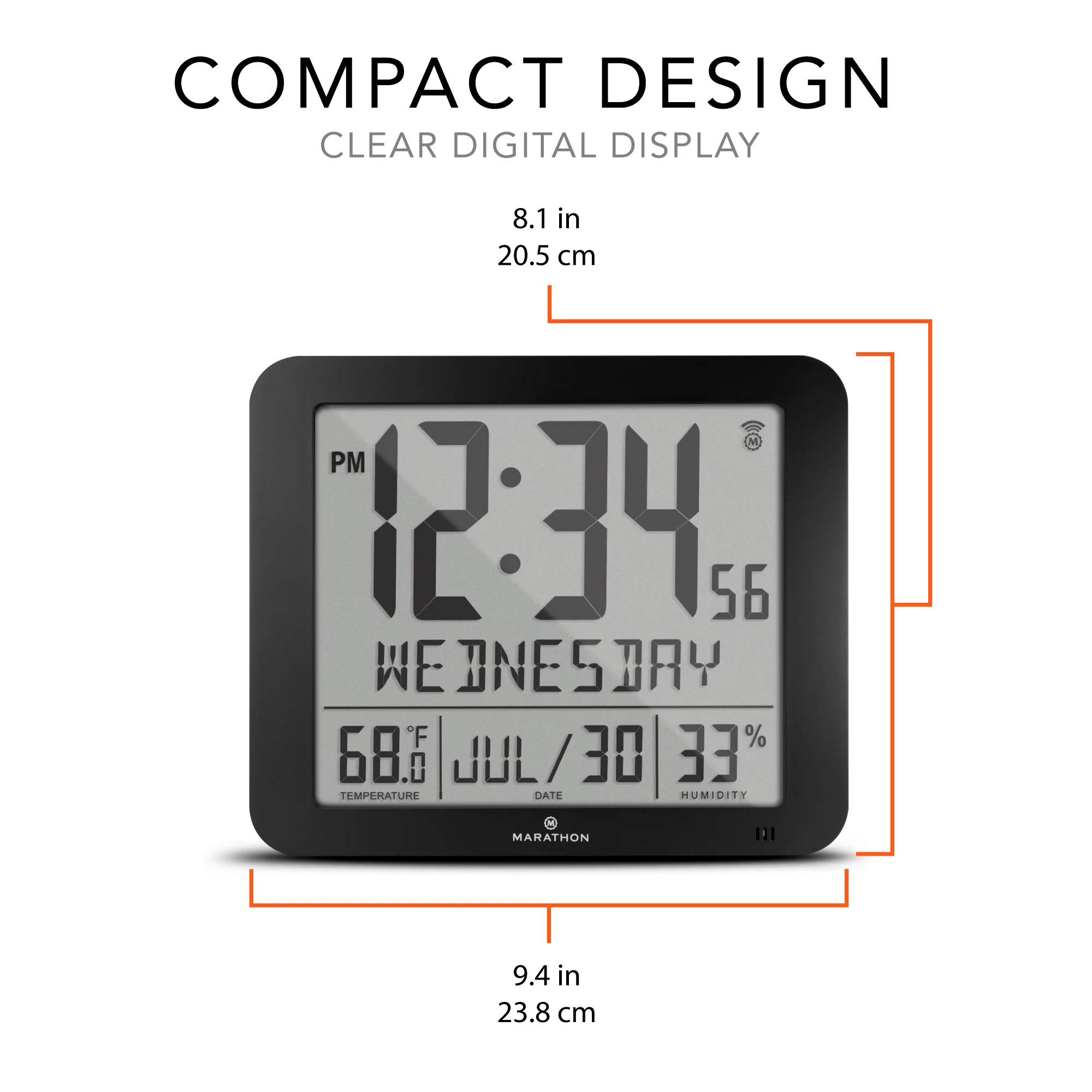 Slim Self-Setting Wall Clock with Full Calendar Display, Temperature & Humidity - Image 17