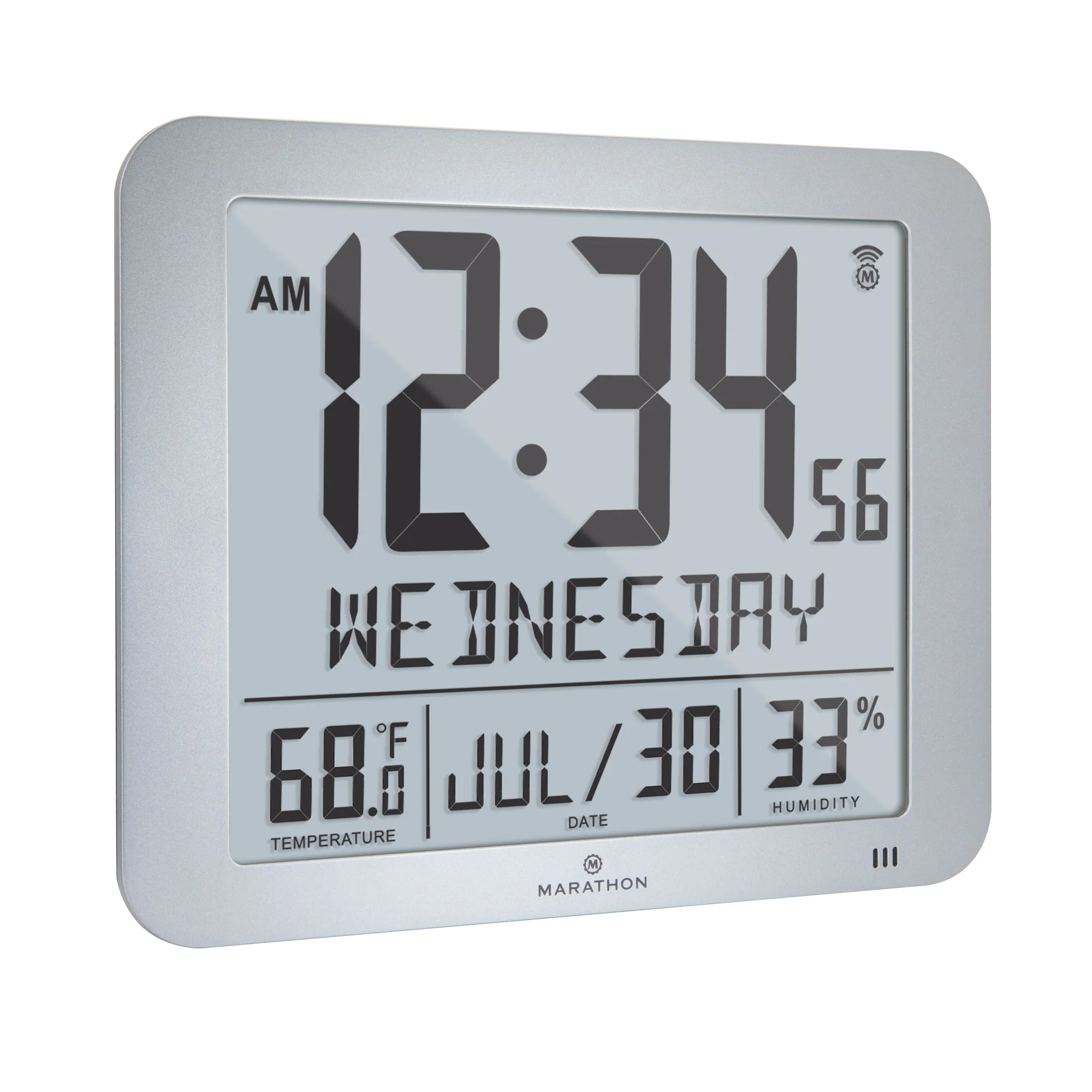 Slim Self-Setting Wall Clock with Full Calendar Display, Temperature & Humidity - Image 23
