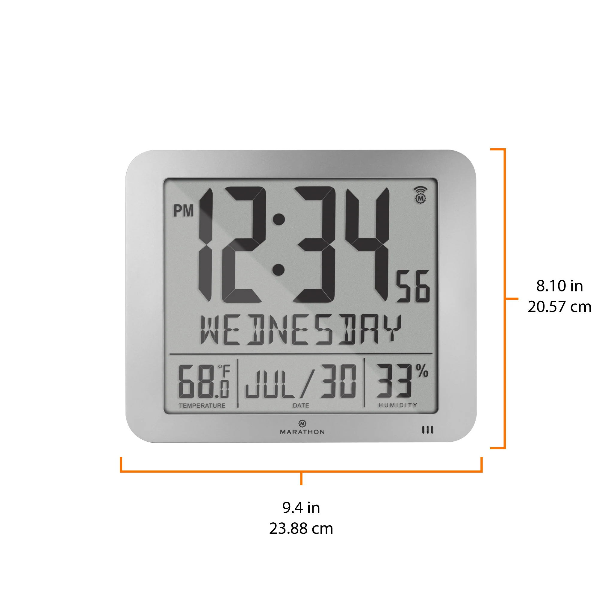 Slim Self-Setting Wall Clock with Full Calendar Display, Temperature & Humidity - Image 24