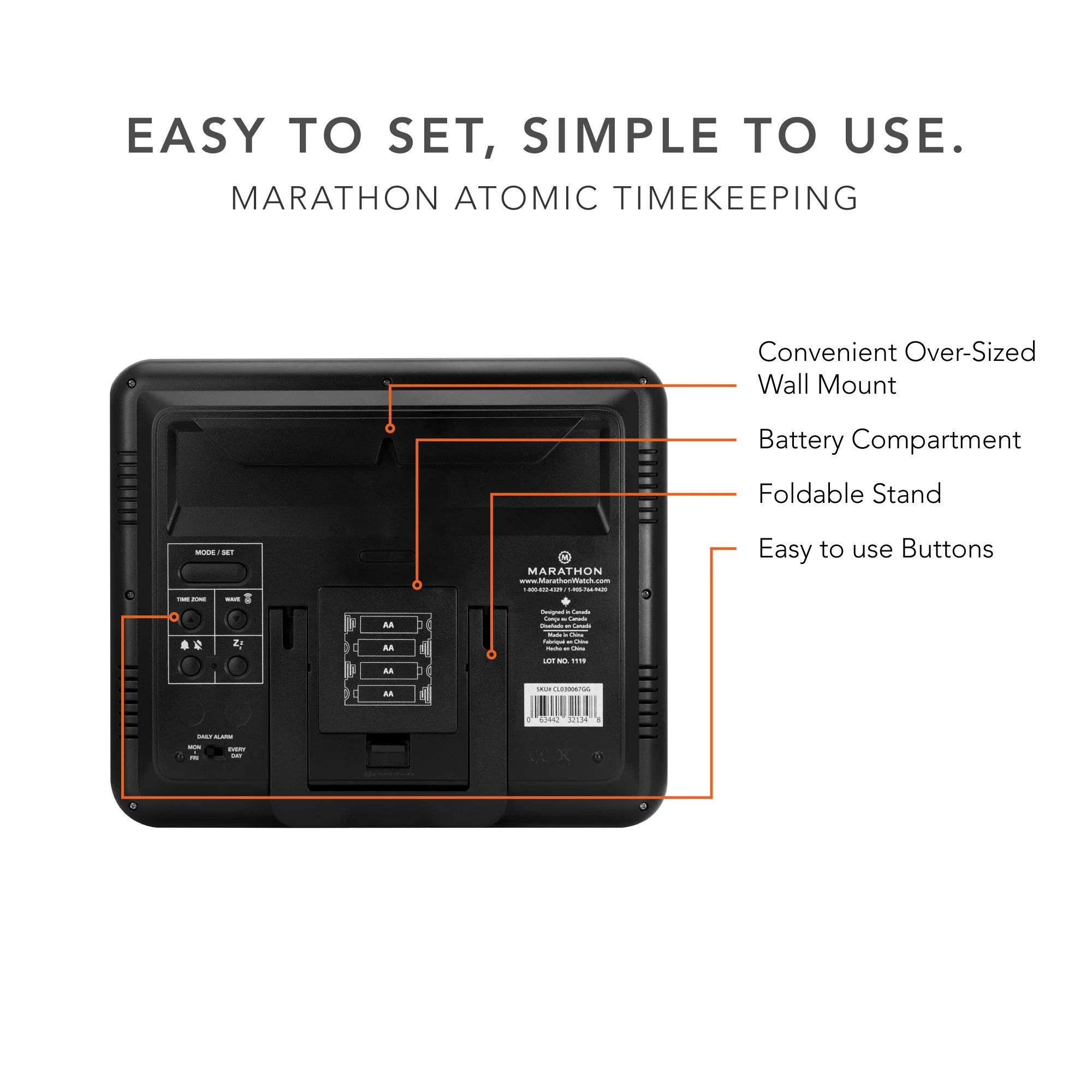 Slim Self-Setting Wall Clock with Full Calendar Display, Temperature & Humidity - Image 25