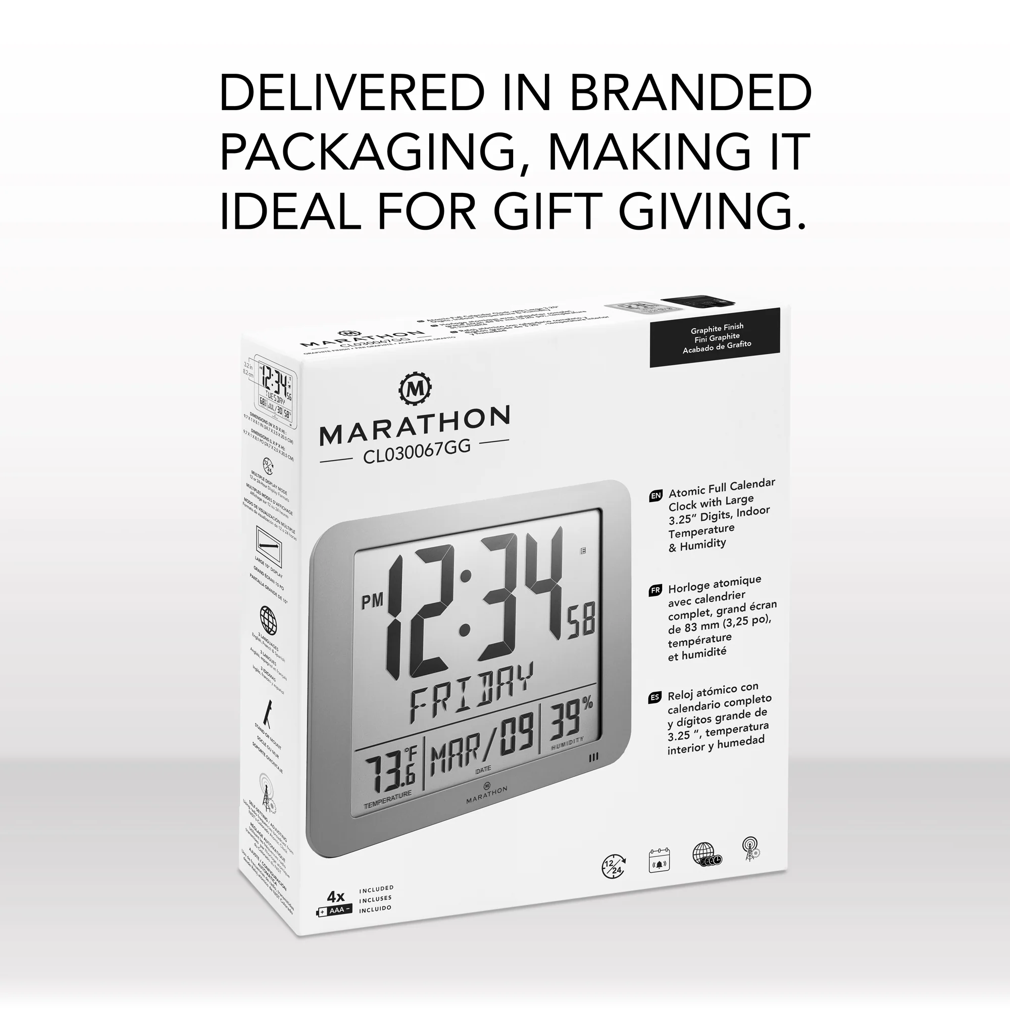 Slim Self-Setting Wall Clock with Full Calendar Display, Temperature & Humidity - Image 29