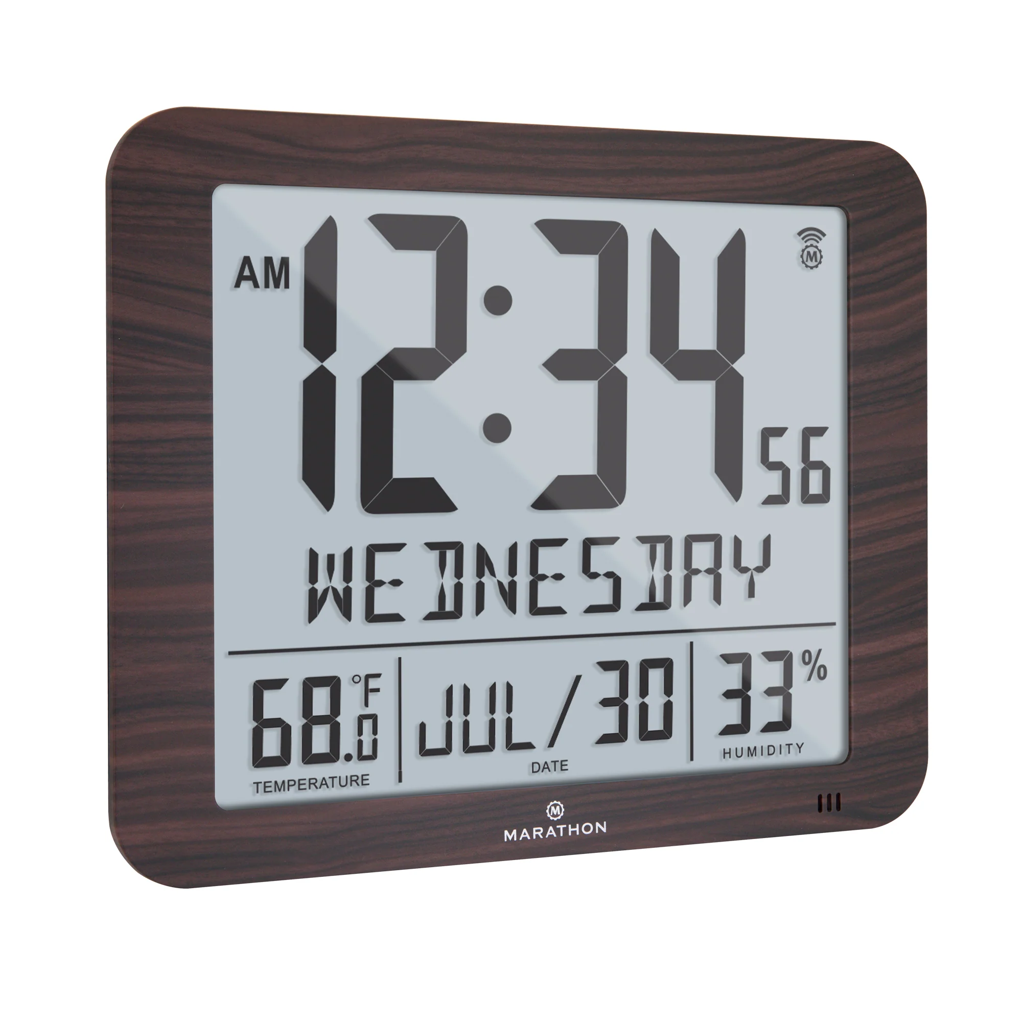 Slim Self-Setting Wall Clock with Full Calendar Display, Temperature & Humidity - Image 3