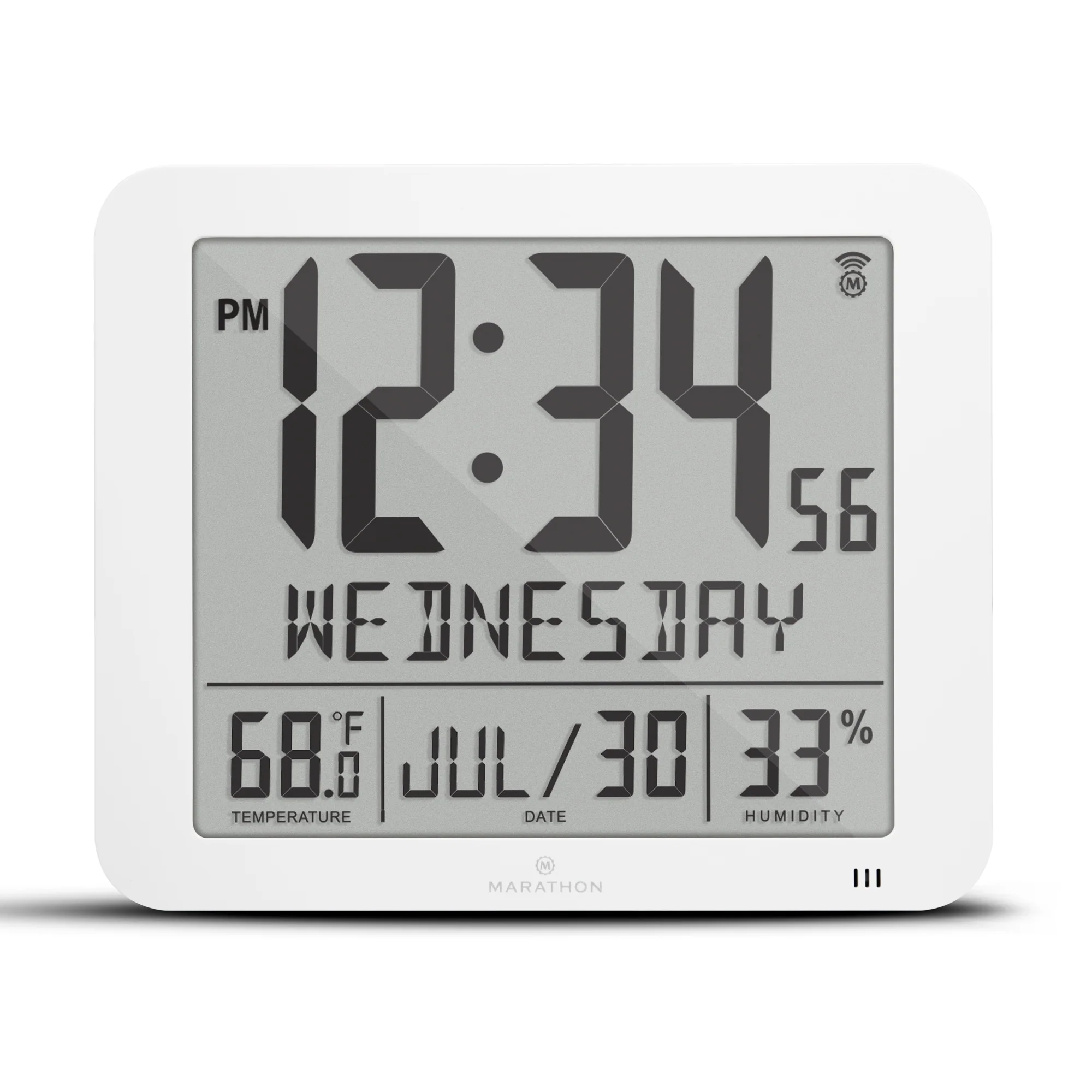Slim Self-Setting Wall Clock with Full Calendar Display, Temperature & Humidity - Image 30