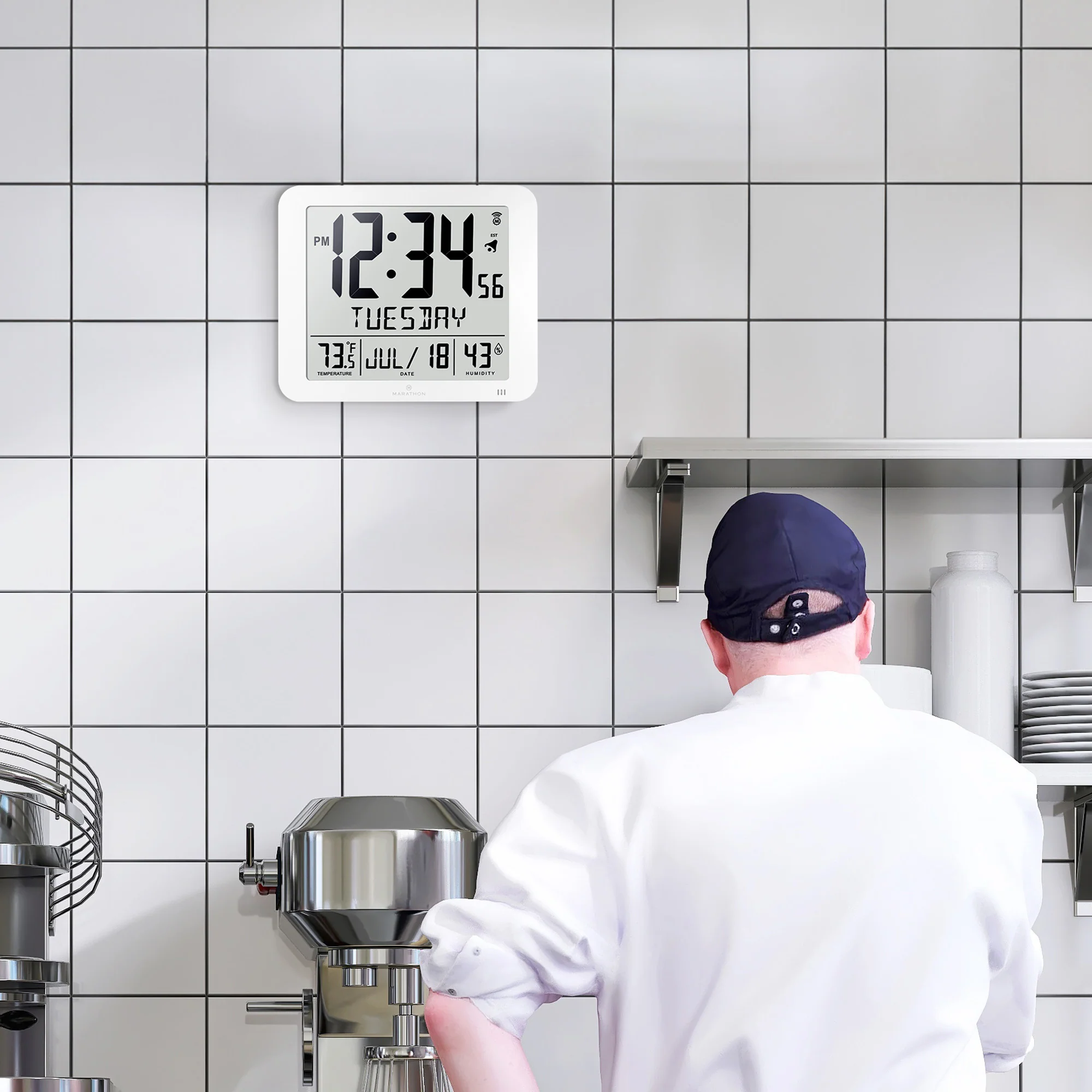 Slim Self-Setting Wall Clock with Full Calendar Display, Temperature & Humidity - Image 31