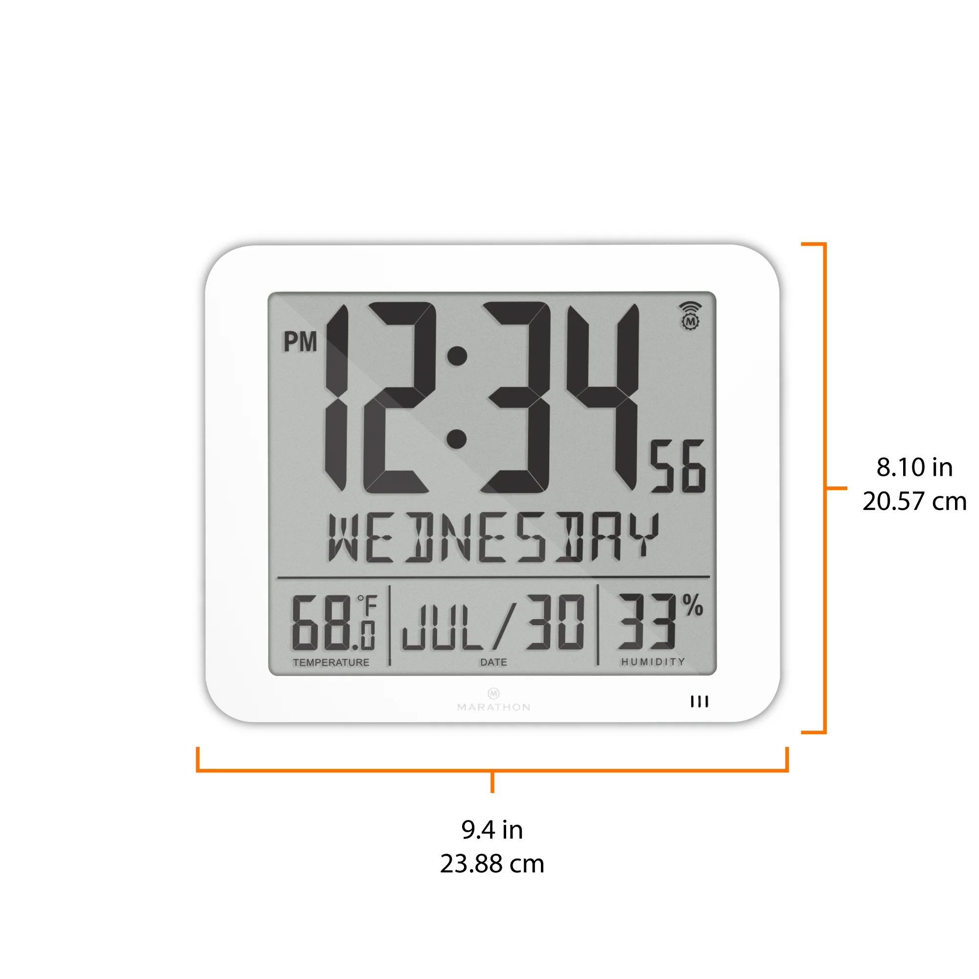Slim Self-Setting Wall Clock with Full Calendar Display, Temperature & Humidity - Image 32