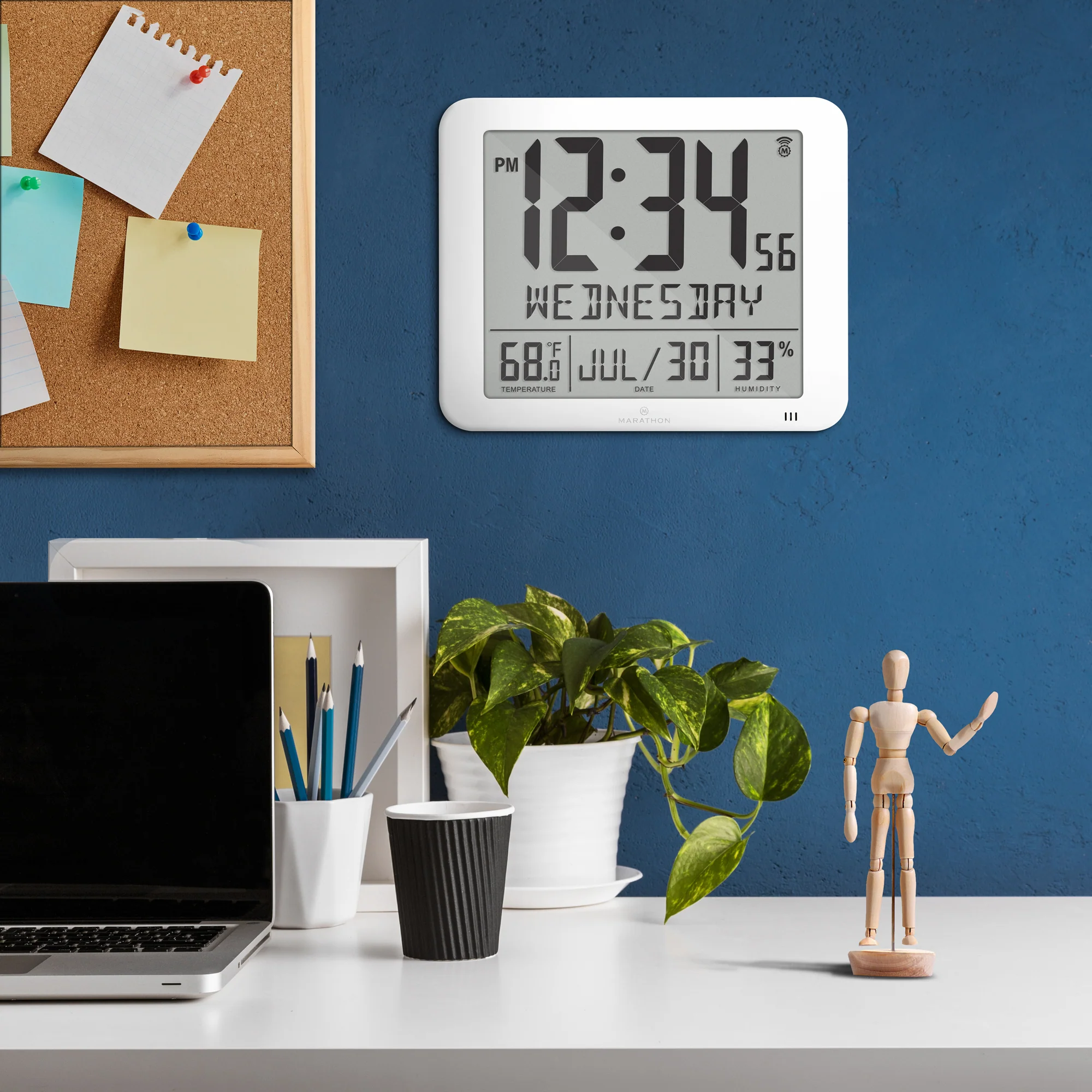 Slim Self-Setting Wall Clock with Full Calendar Display, Temperature & Humidity - Image 33
