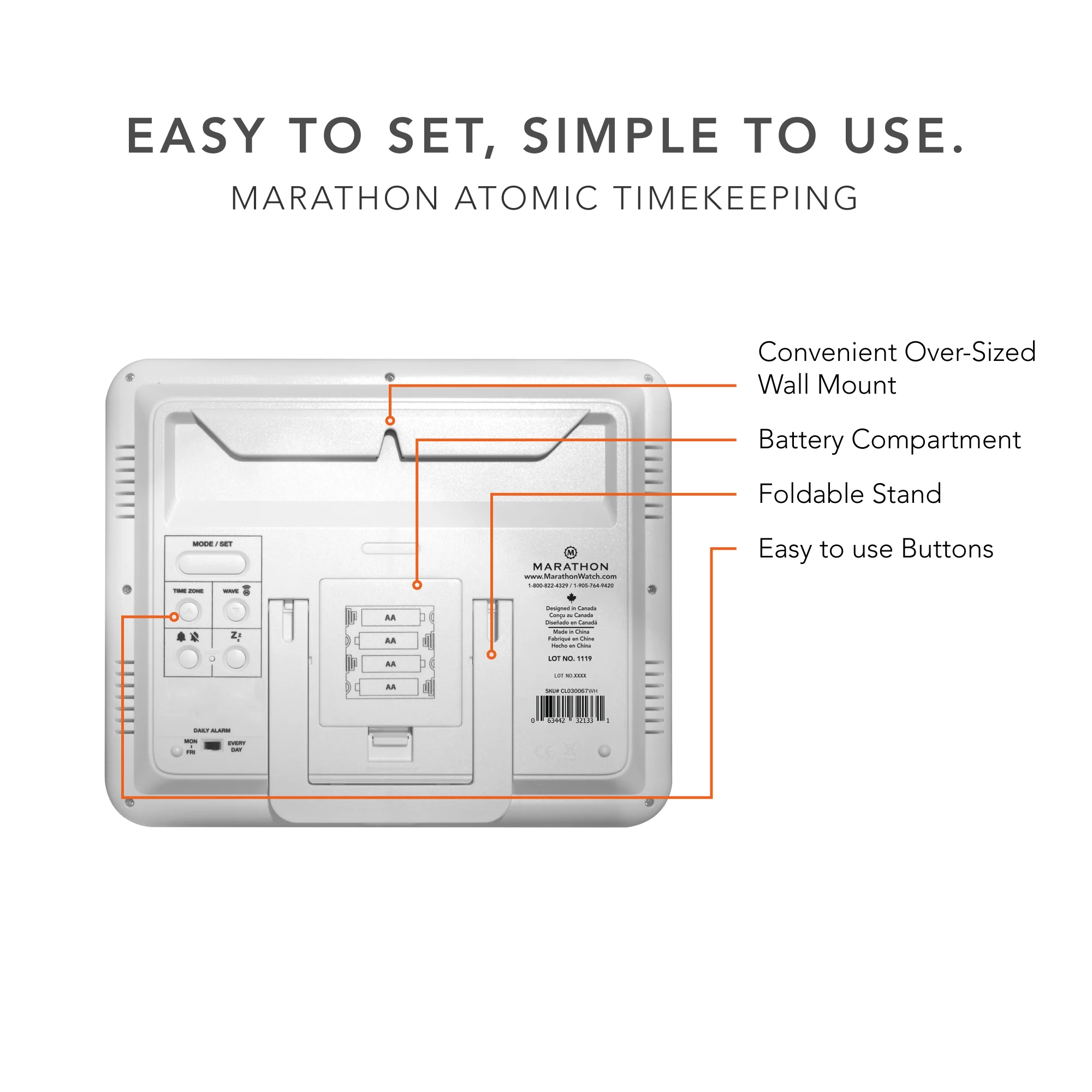 Slim Self-Setting Wall Clock with Full Calendar Display, Temperature & Humidity - Image 34