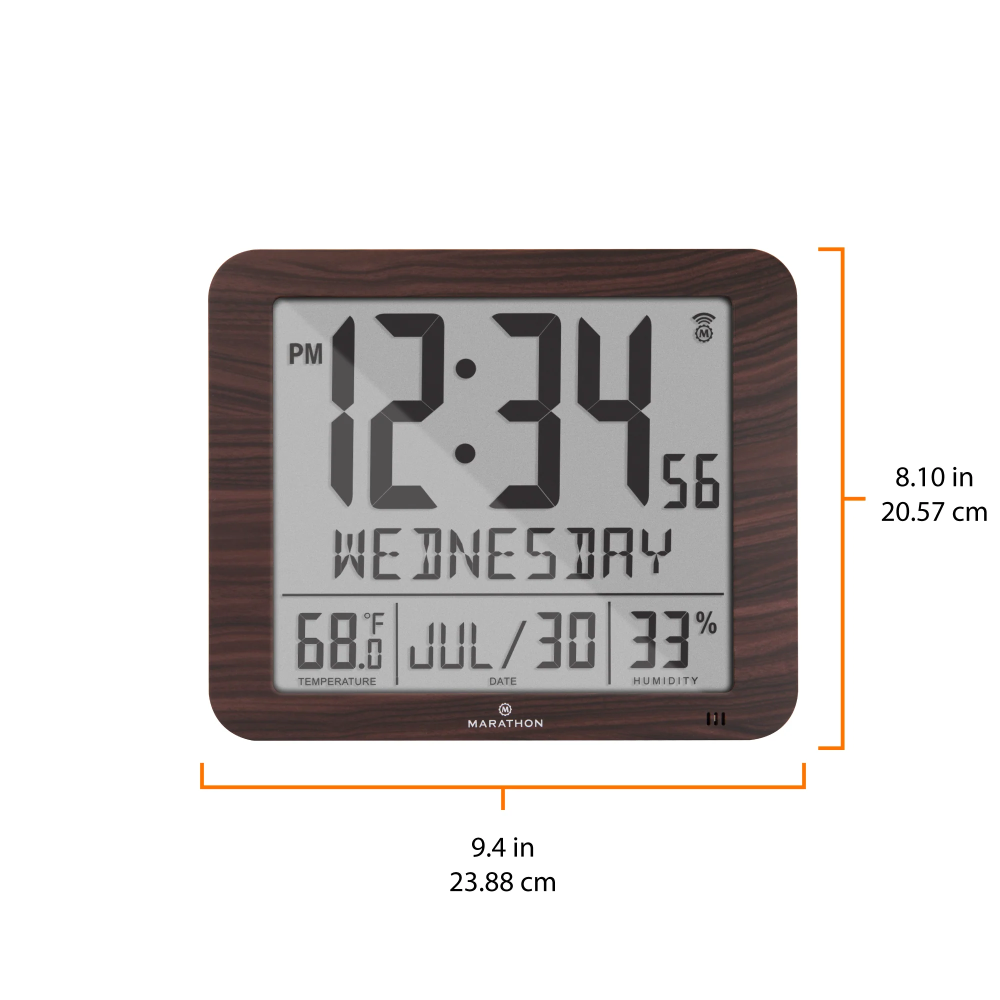 Slim Self-Setting Wall Clock with Full Calendar Display, Temperature & Humidity - Image 5