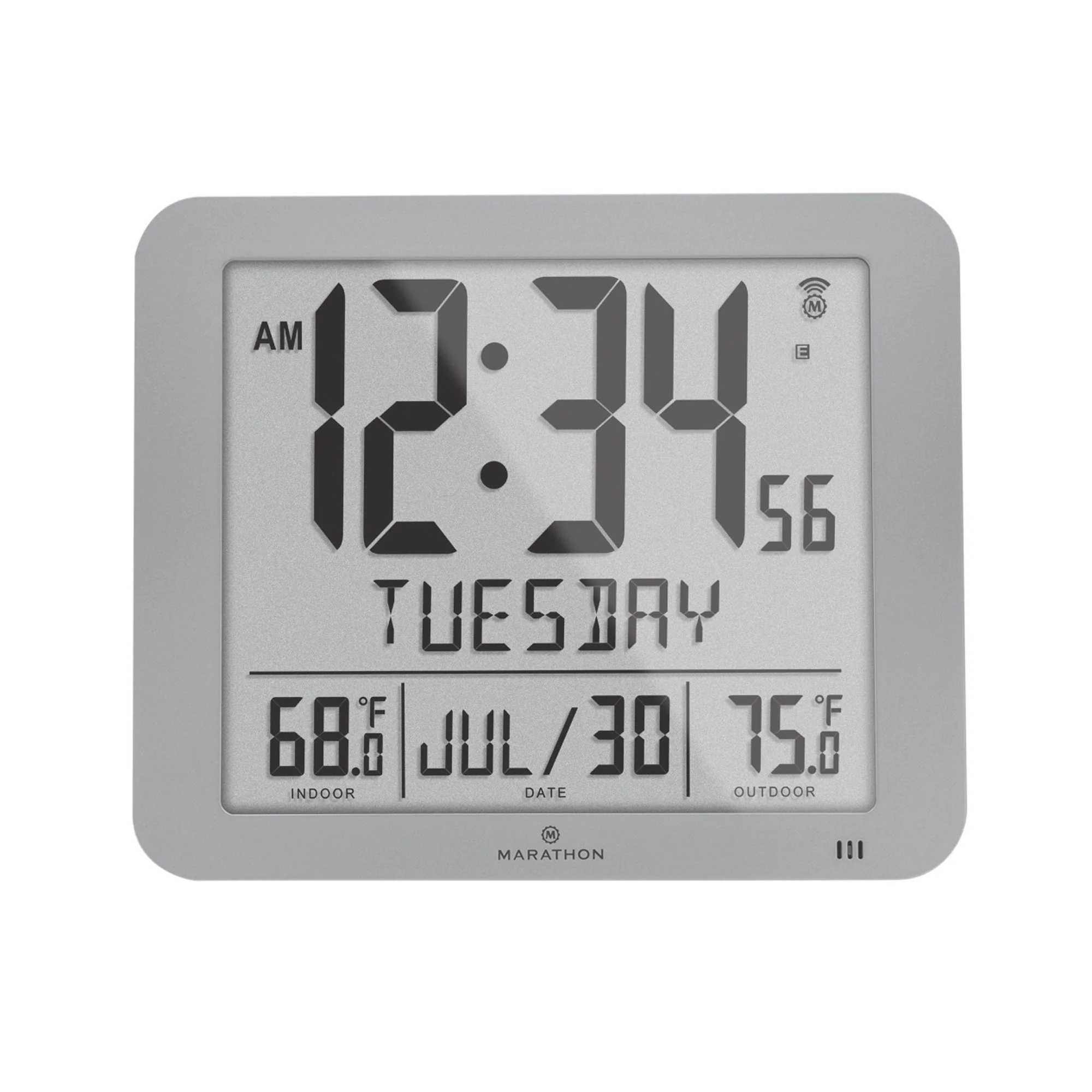 Slim Self-Setting Full Calendar Wall Clock with Indoor/Outdoor Temperature - Image 11