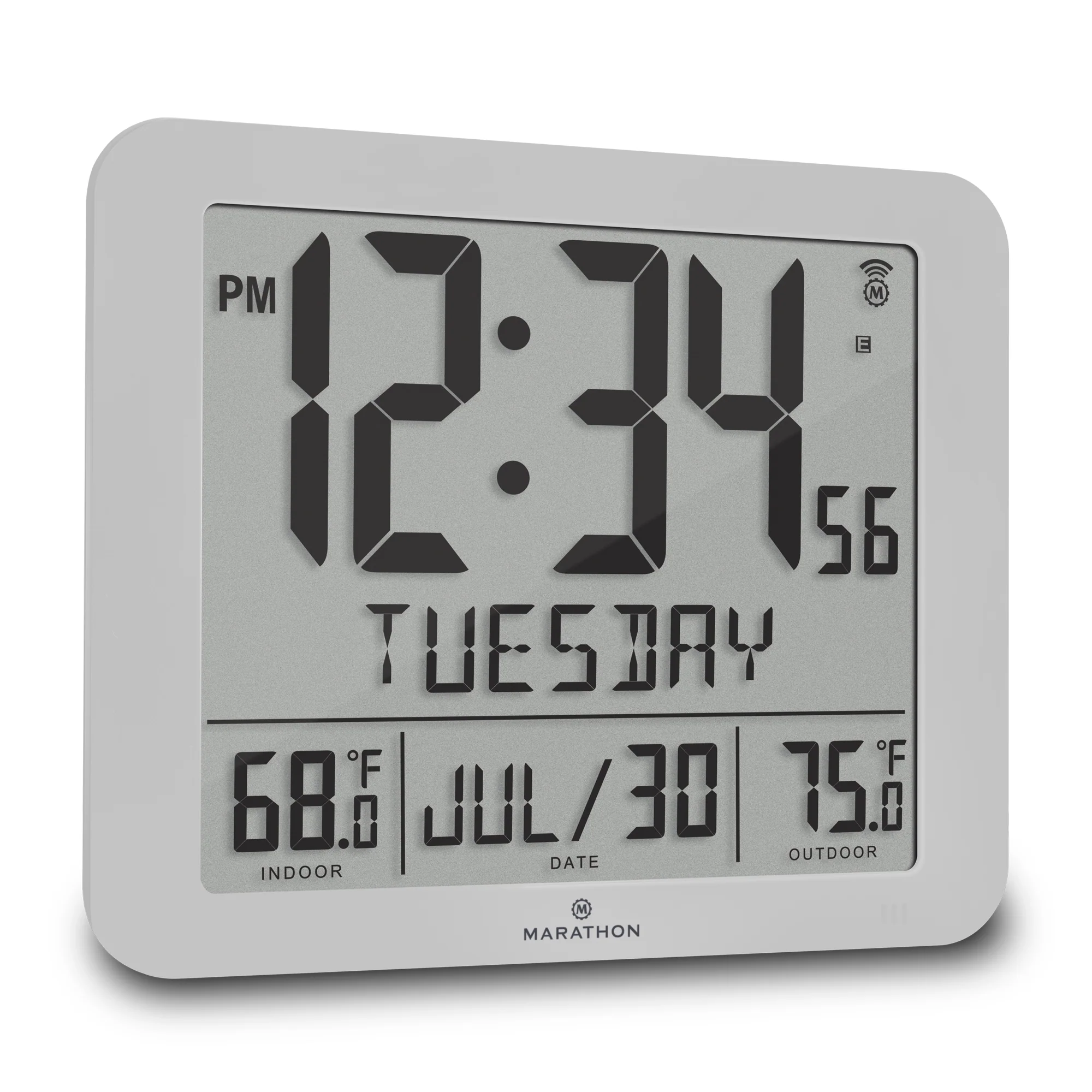 Slim Self-Setting Full Calendar Wall Clock with Indoor/Outdoor Temperature - Image 14
