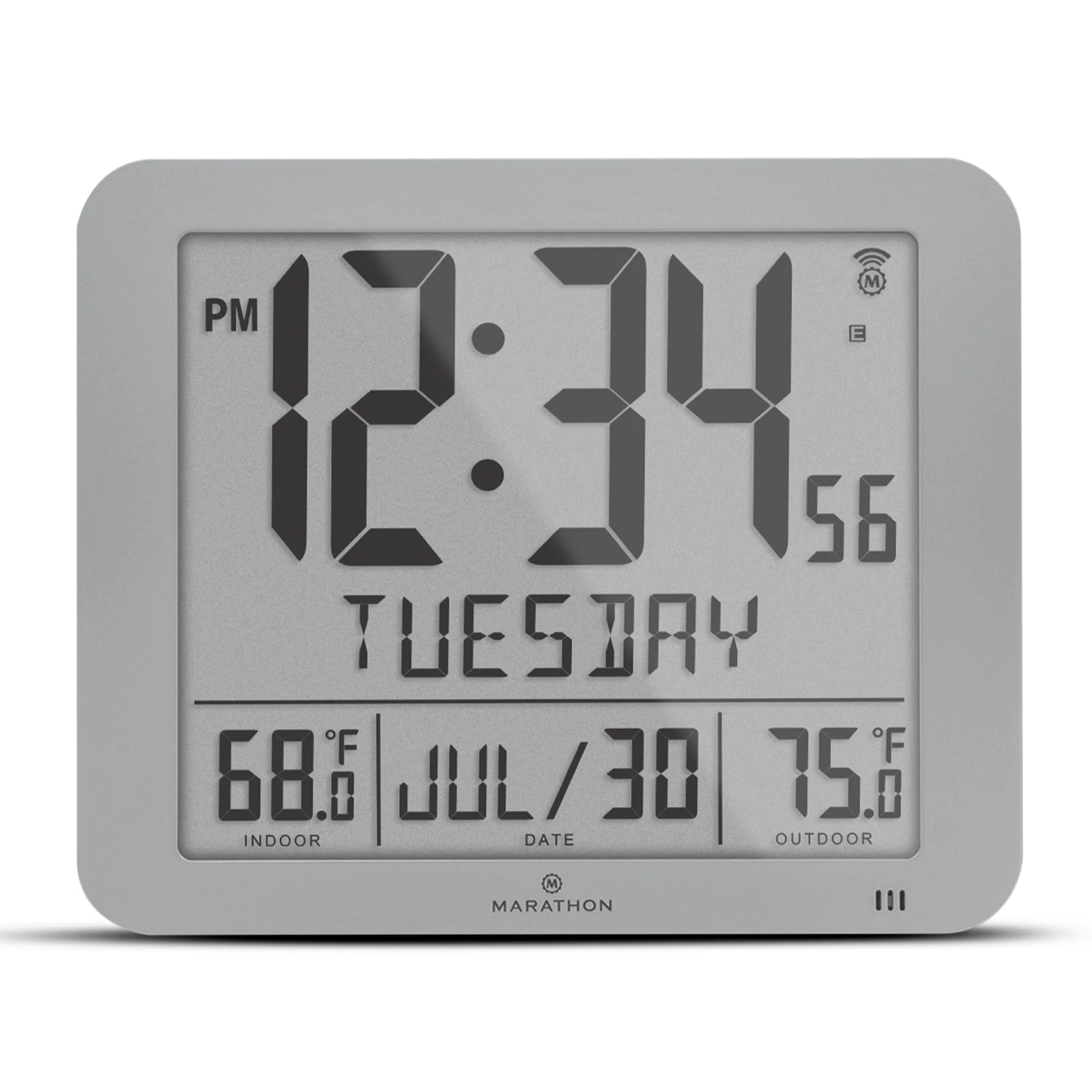 Slim Self-Setting Full Calendar Wall Clock with Indoor/Outdoor Temperature - Image 17