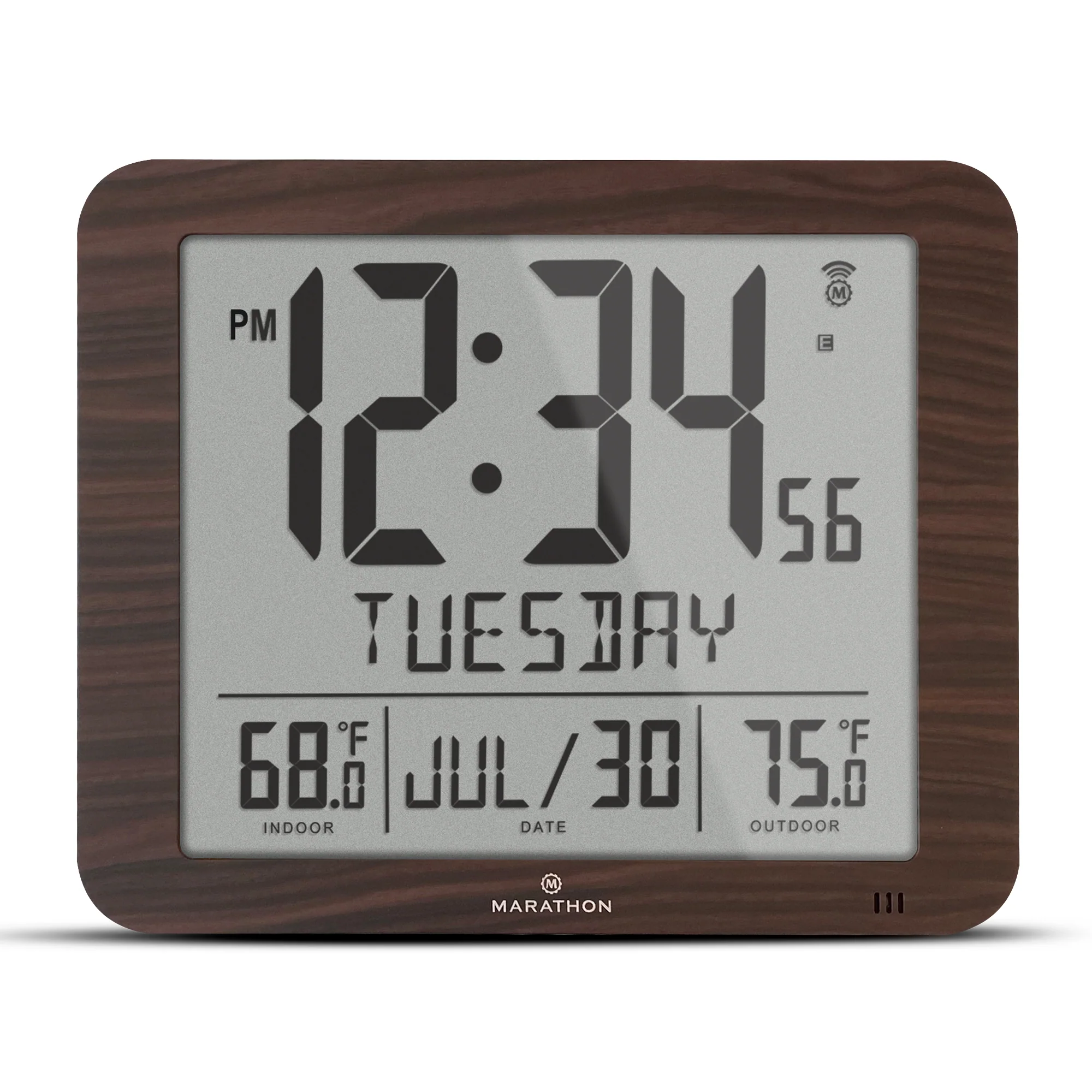 Slim Self-Setting Full Calendar Wall Clock with Indoor/Outdoor Temperature - Image 23