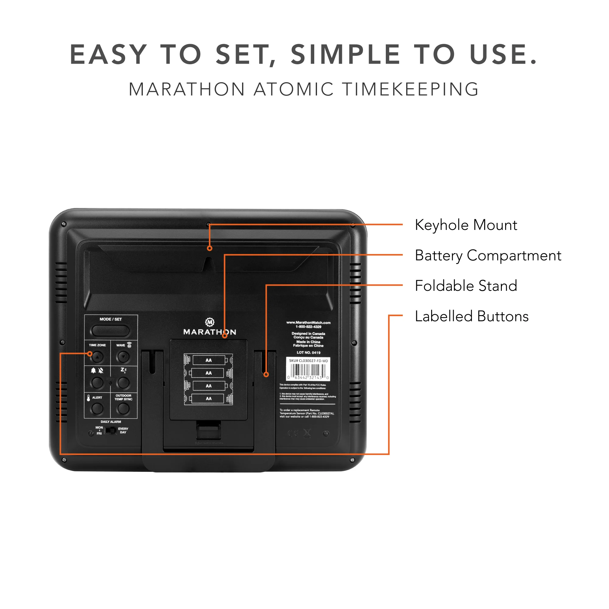 Slim Self-Setting Full Calendar Wall Clock with Indoor/Outdoor Temperature - Image 27