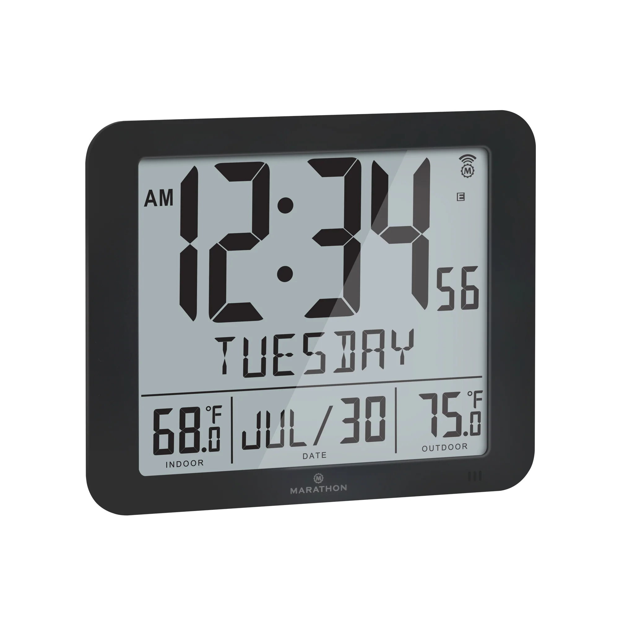 Slim Self-Setting Full Calendar Wall Clock with Indoor/Outdoor Temperature - Image 7