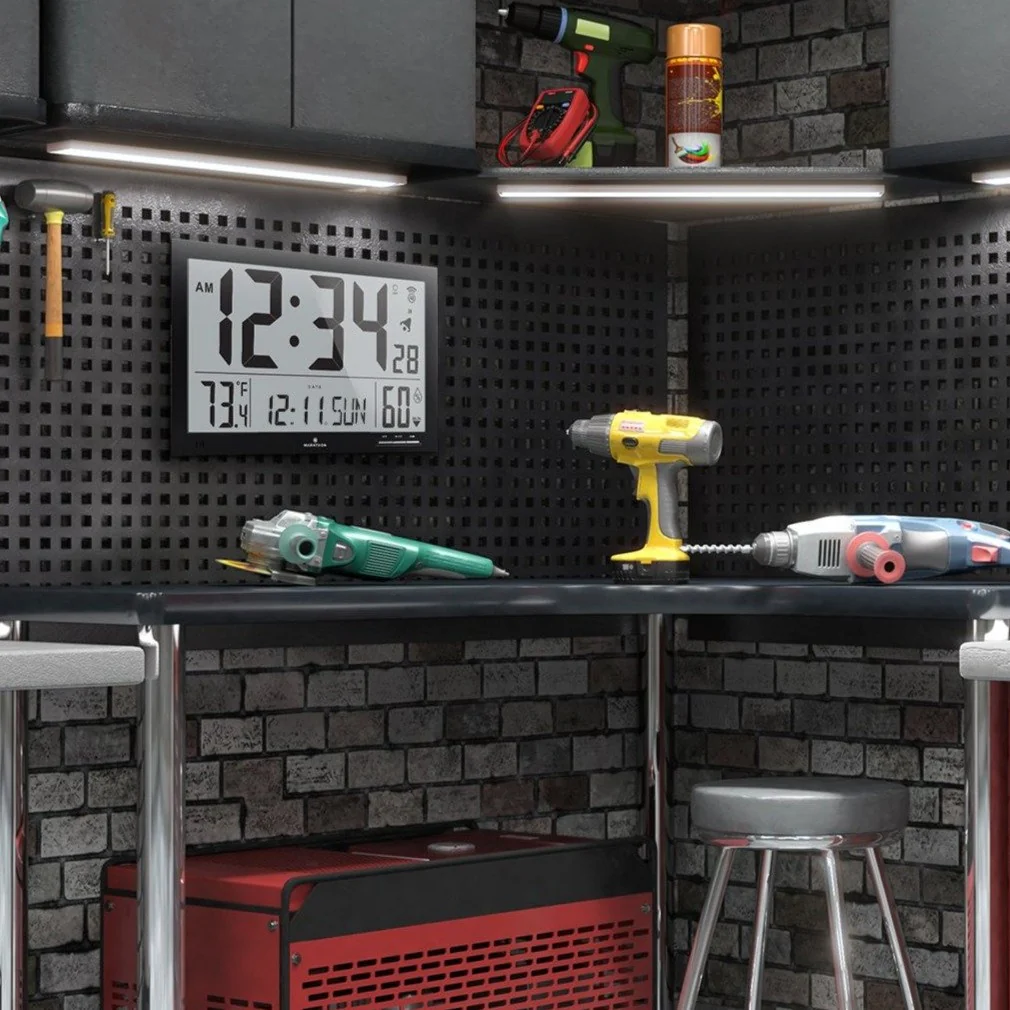 Slim Jumbo Self-Setting Wall Clock with Indoor Temperature & Humidity - Image 5