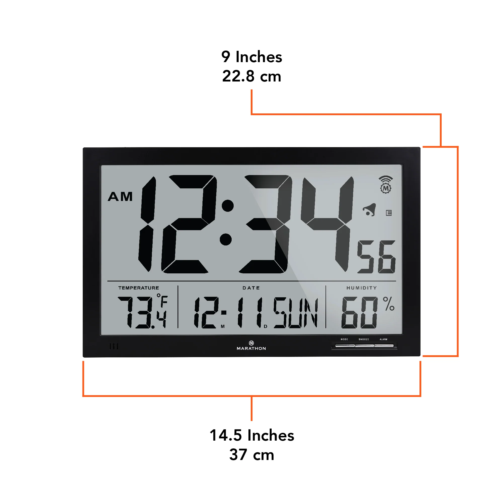 Slim Jumbo Self-Setting Wall Clock with Indoor Temperature & Humidity - Image 6